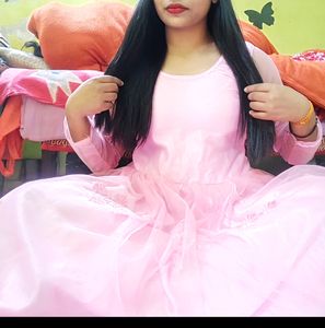 Baby Pink Colour🩷🤍 Barbie Long Dress 👗with Full