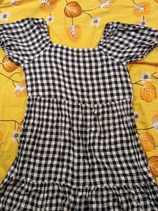 Checkered Off-Shoulder Mini Dress