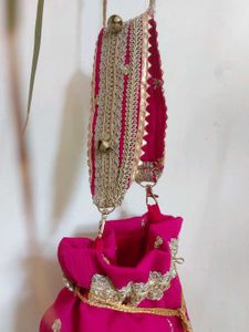 Pink &amp; Gold potli bag