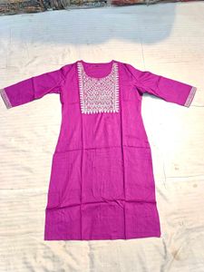 Purple Embroidered Kurti