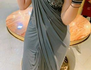 Grey Party Wear Saree With Blouse Bust 34