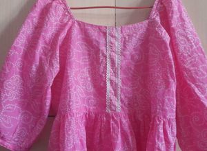 Pink Printed Peplum Top