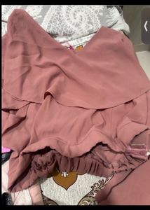 Peach Crop Top And Pants Coord Set