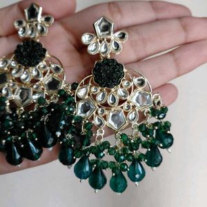 Green Kundan Earrings