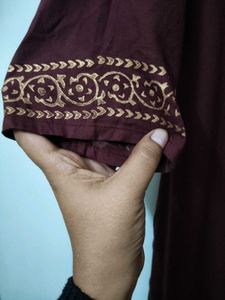 Janasya Deep Maroon Foil Printed Beautiful Kurta
