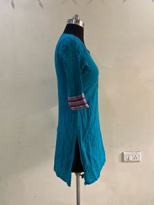 Teal Embroidered Kurta Top