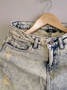 WESTSIDE ACID WASH DENIM SHORTS
