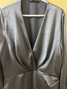 Zara Satin Mini Wrap Dress