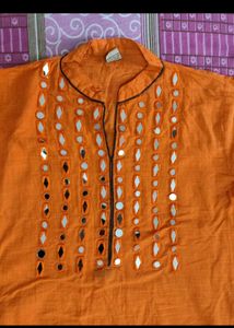 Orange Embroidered Kurta
