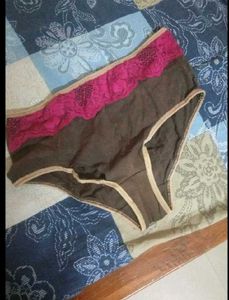 Comfortable Brown &amp; Pink Lace Trim Panties