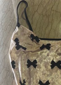 White Velvet Mini Dress With Cute Black Bows