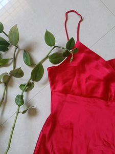 Zara Red Sating Midi Dress- Size XS