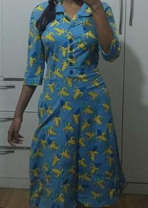 Banana Print Shirt Dress