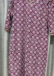 Maroon Printed Kurta Set with duppata