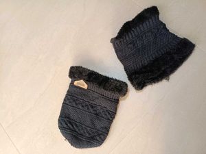 Black Winter Hat &amp; Scarf Set