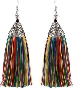 Multicolored Tasil Alloy Set Earrings