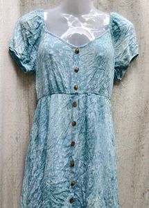Aqua Floral Button-Down Dress