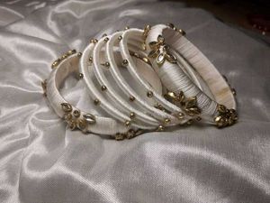 thread bangles with kundan work