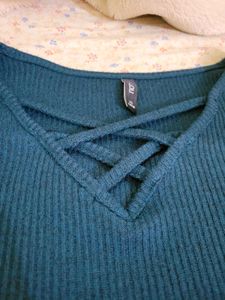 Teal Criss Cross Top