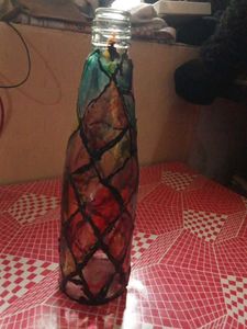 Stained Glass Style Painted Bottle