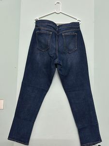 Navy Blue Ribbed Denim Jeans