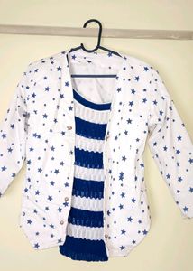 Coat and Top White &amp; Blue Colour Verry Nice Combination