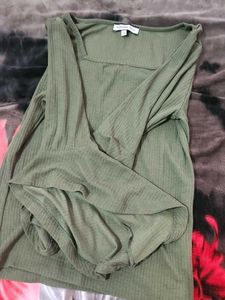 Olive Green Bell Sleeve Top