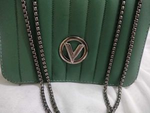 Green Shoulder Bag with Chain