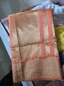 Elegant Peach & Gold Saree