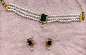 Women Green & White Pearl Jewellery Sets