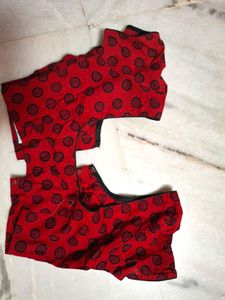 Red & Black Printed Blouse