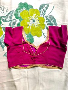 Purple Floral Embroidered Saree with Blouse