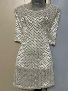 Pintrest Sparkly Silver Mini Dress