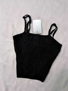 New With Tag H&amp;M Korean Ribbed Black Crop Top