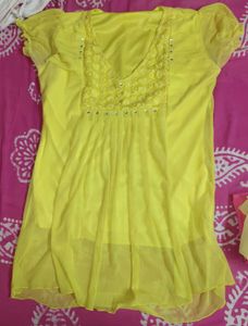 &#34;Stunning Yellow Embellished Tunic💛