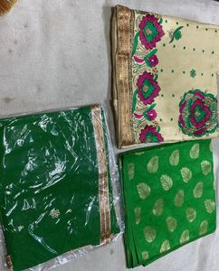 Looking Beautiful Green Contrast Duppta &amp; Bottom