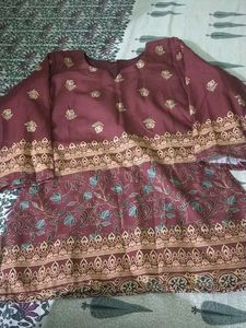 XS Maroon Printed Kurti