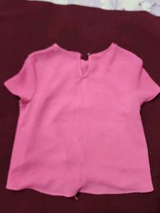 Cute Pink Tie-Front Top