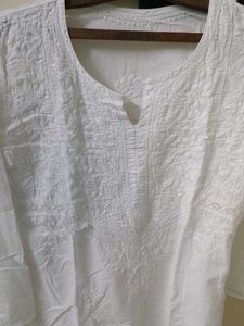 White Short Chikankari Kurti