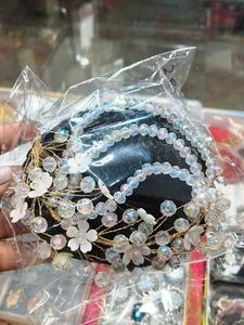 Crystal Flower Hair Bun Accessory