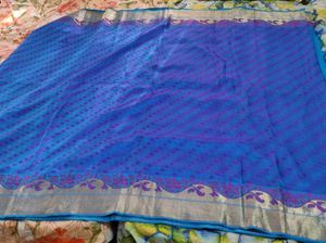 Beautiful Blue Pure Soft Silk Saree
