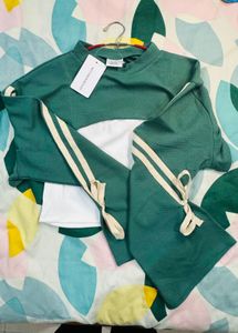 Side Striped Sweatshirt & Solid Cropped Cami Top