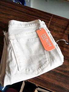 Beige Denim Jeans