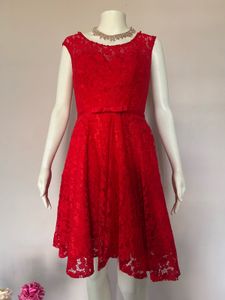 sparkling Red Lace Fit &amp; Flare Dress
