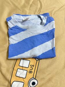 H&amp;M Blue Striped And Cream  Baby Tee -pack Of 2