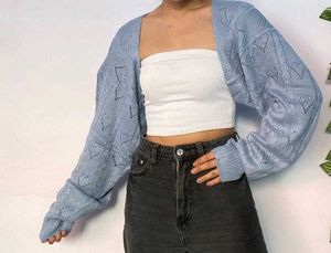 Blue Crochet Shrug