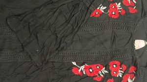 Floral Embroidered Black Top