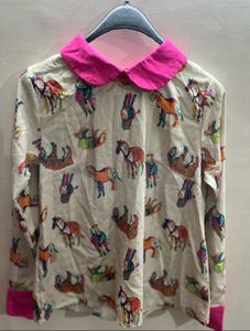 Funky Animal-Print Shirt with Vibrant Pink Collar