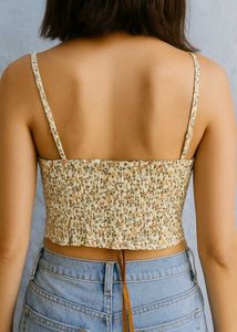 Floral Lace-Up Corset Top