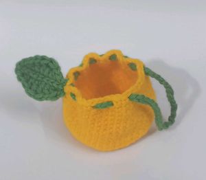 🍊 Crocheted Orange Drawstring Pouch / Wallet